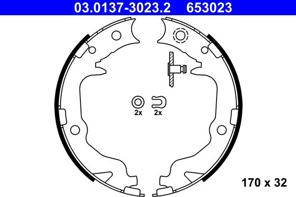 ATE 03.0137-3023.2 - Brake Shoe Set, parking brake autospares.lv