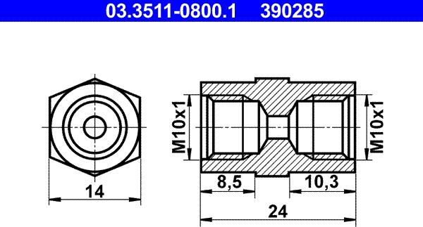 ATE 03.3511-0800.1 - Adapter, brake lines autospares.lv