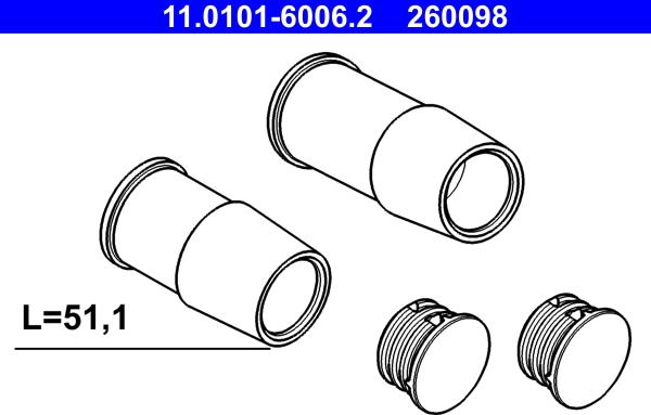 ATE 11.0101-6006.2 - Guide Sleeve Kit, brake caliper autospares.lv