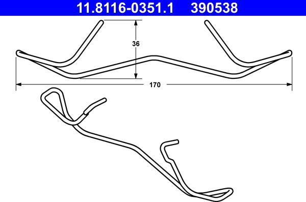 ATE 11.8116-0351.1 - Spring, brake caliper autospares.lv