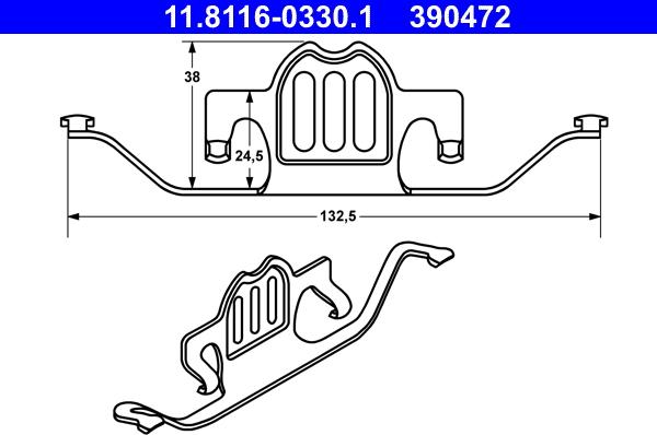 ATE 11.8116-0330.1 - Spring, brake caliper autospares.lv