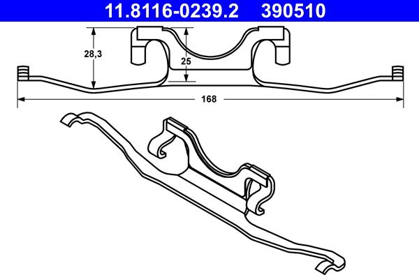 ATE 11.8116-0239.2 - Spring, brake caliper autospares.lv