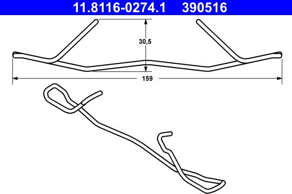 ATE 11.8116-0274.1 - Spring, brake caliper autospares.lv