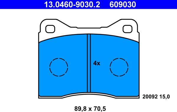 ATE 13.0460-9030.2 - Brake Pad Set, disc brake autospares.lv