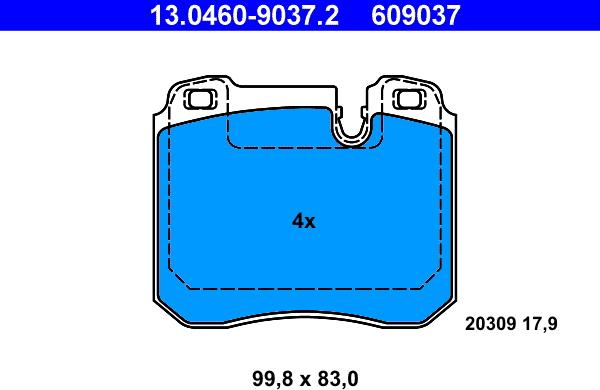 ATE 13.0460-9037.2 - Brake Pad Set, disc brake autospares.lv