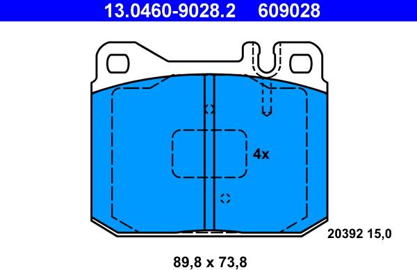 ATE 13.0460-9028.2 - Brake Pad Set, disc brake autospares.lv