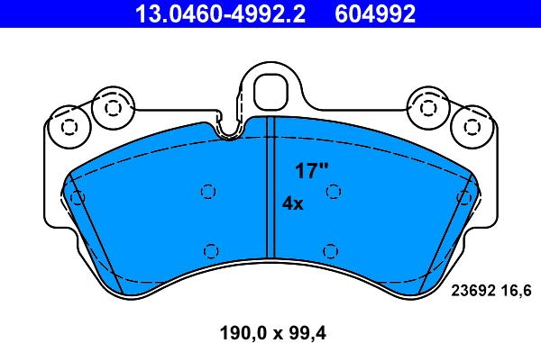 ATE 13.0460-4992.2 - Brake Pad Set, disc brake autospares.lv