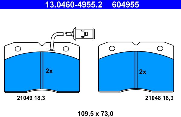 ATE 13.0460-4955.2 - Brake Pad Set, disc brake autospares.lv