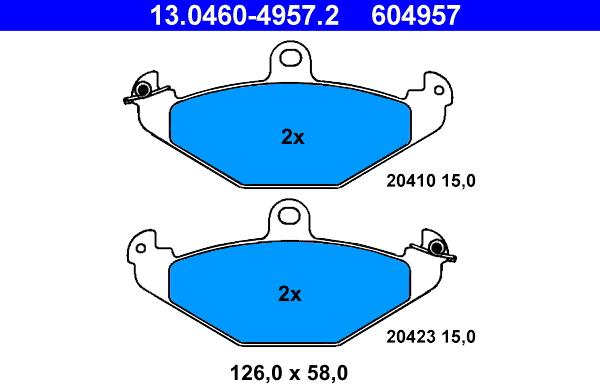 ATE 13.0460-4957.2 - Brake Pad Set, disc brake autospares.lv