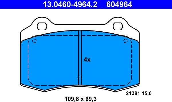 ATE 13.0460-4964.2 - Brake Pad Set, disc brake autospares.lv