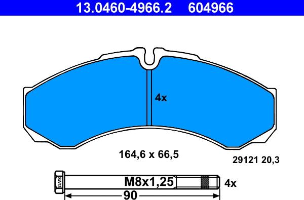 ATE 13.0460-4966.2 - Brake Pad Set, disc brake autospares.lv