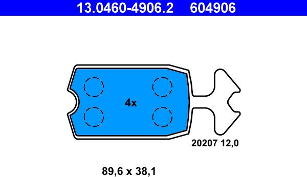 ATE 13.0460-4906.2 - Brake Pad Set, disc brake autospares.lv