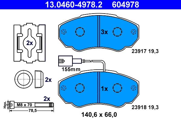 ATE 13.0460-4978.2 - Brake Pad Set, disc brake autospares.lv