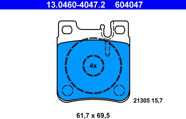 ATE 13.0460-4047.2 - Brake Pad Set, disc brake autospares.lv