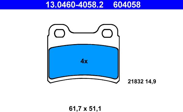 ATE 13.0460-4058.2 - Brake Pad Set, disc brake autospares.lv