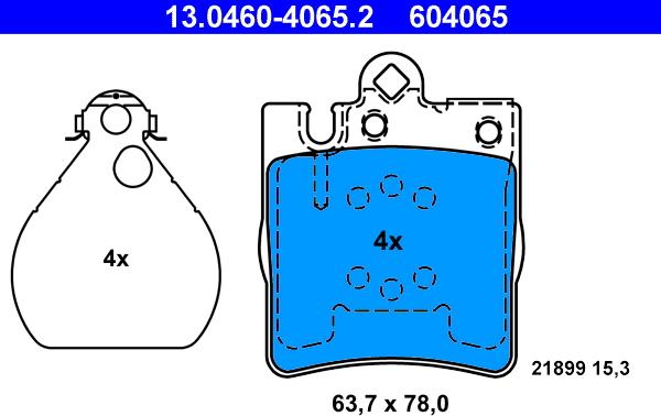 ATE 13.0460-4065.2 - Brake Pad Set, disc brake autospares.lv