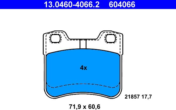 ATE 13.0460-4066.2 - Brake Pad Set, disc brake autospares.lv