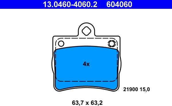 ATE 13.0460-4060.2 - Brake Pad Set, disc brake autospares.lv