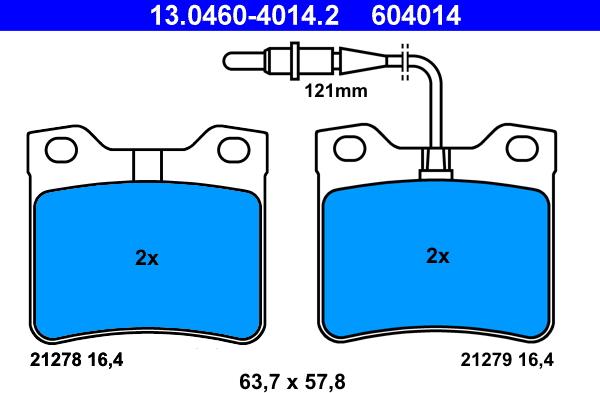 ATE 13.0460-4014.2 - Brake Pad Set, disc brake autospares.lv