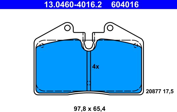 ATE 13.0460-4016.2 - Brake Pad Set, disc brake autospares.lv