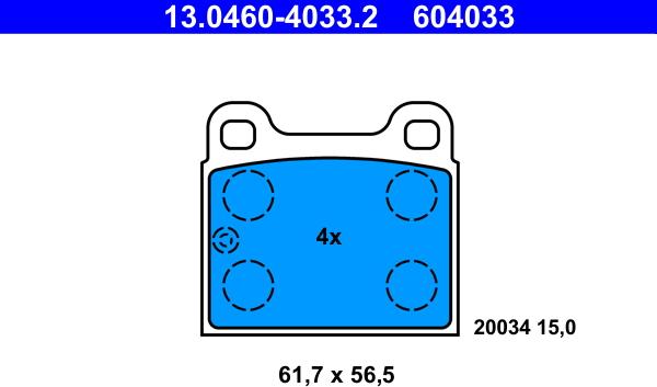 ATE 13.0460-4033.2 - Brake Pad Set, disc brake autospares.lv