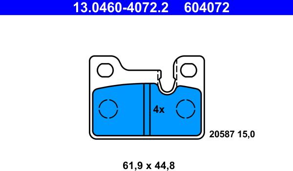 ATE 13.0460-4072.2 - Brake Pad Set, disc brake autospares.lv