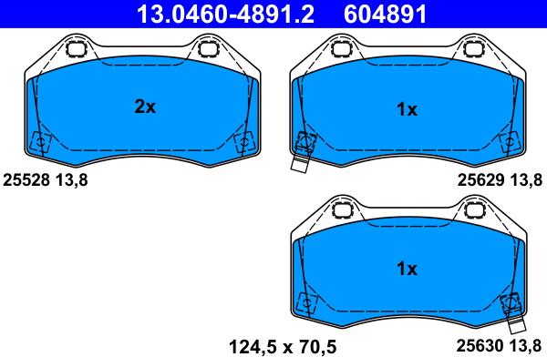 ATE 13.0460-4891.2 - Brake Pad Set, disc brake autospares.lv