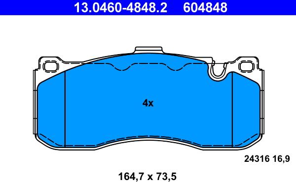 ATE 13.0460-4848.2 - Brake Pad Set, disc brake autospares.lv