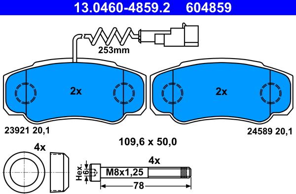 ATE 13.0460-4859.2 - Brake Pad Set, disc brake autospares.lv