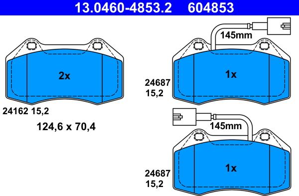 ATE 13.0460-4853.2 - Brake Pad Set, disc brake autospares.lv