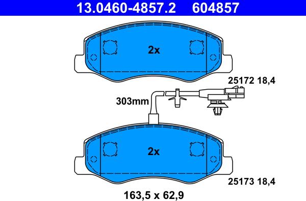 ATE 13.0460-4857.2 - Brake Pad Set, disc brake autospares.lv