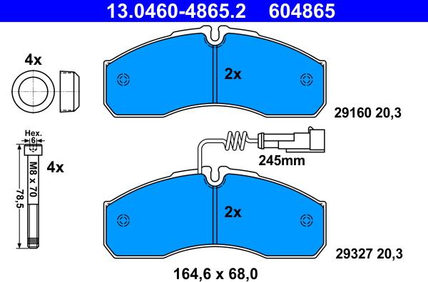 ATE 13.0460-4865.2 - Brake Pad Set, disc brake autospares.lv