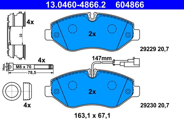 ATE 13.0460-4866.2 - Brake Pad Set, disc brake autospares.lv