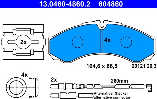 ATE 13.0460-4860.2 - Brake Pad Set, disc brake autospares.lv