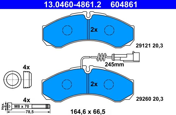 ATE 13.0460-4861.2 - Brake Pad Set, disc brake autospares.lv