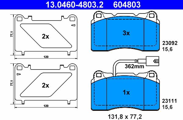 ATE 13.0460-4803.2 - Brake Pad Set, disc brake autospares.lv