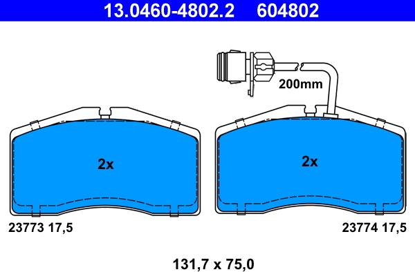 ATE 13.0460-4802.2 - Brake Pad Set, disc brake autospares.lv