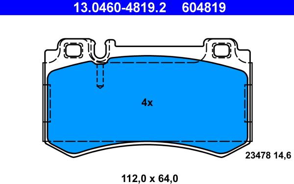 ATE 13.0460-4819.2 - Brake Pad Set, disc brake autospares.lv