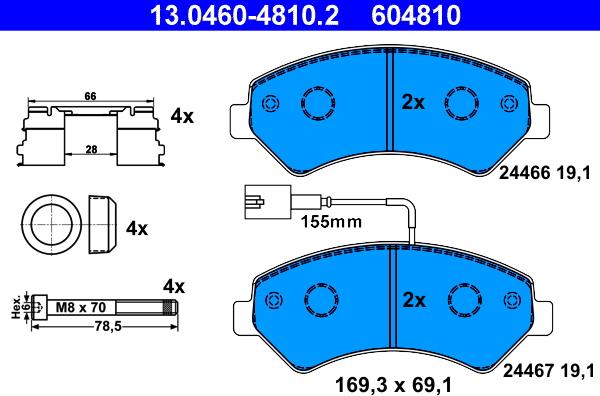 ATE 13.0460-4810.2 - Brake Pad Set, disc brake autospares.lv