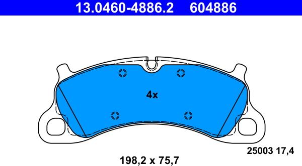 ATE 13.0460-4886.2 - Brake Pad Set, disc brake autospares.lv