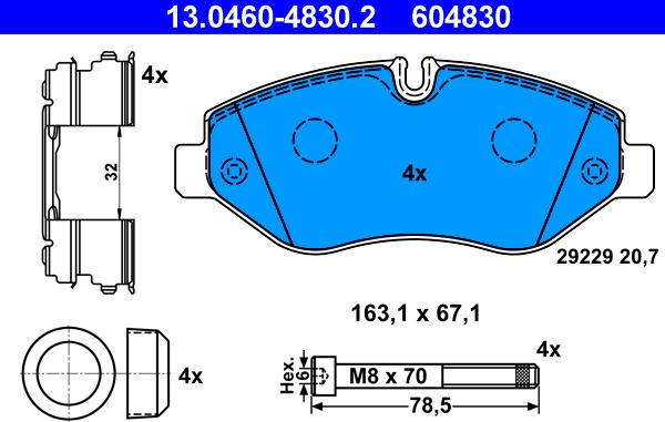 ATE 13.0460-4830.2 - Brake Pad Set, disc brake autospares.lv