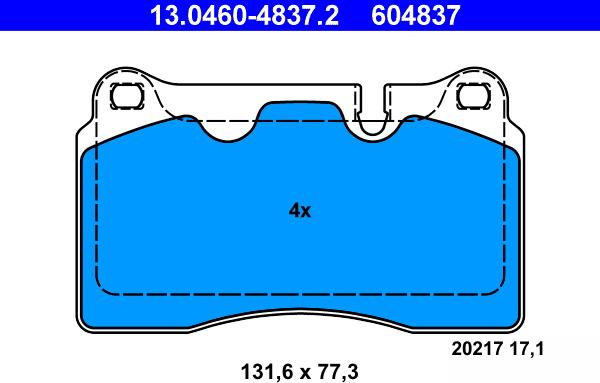 ATE 13.0460-4837.2 - Brake Pad Set, disc brake autospares.lv