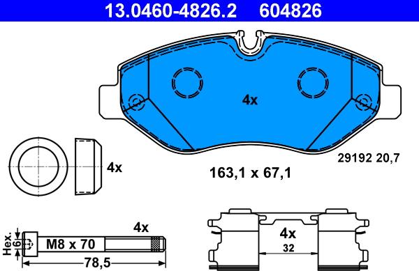 ATE 13.0460-4826.2 - Brake Pad Set, disc brake autospares.lv