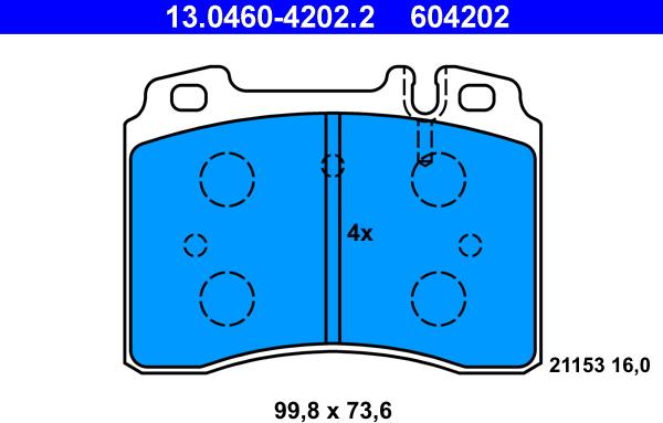 ATE 13.0460-4202.2 - Brake Pad Set, disc brake autospares.lv