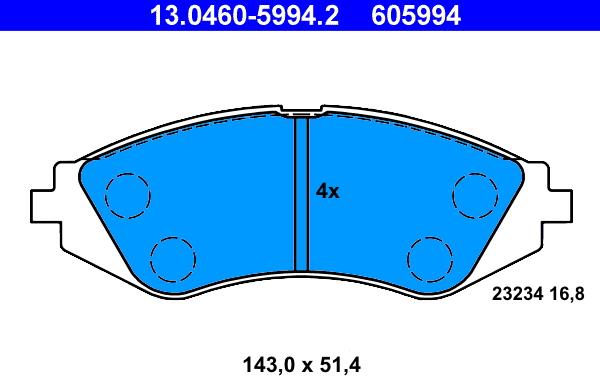 ATE 13.0460-5994.2 - Brake Pad Set, disc brake autospares.lv