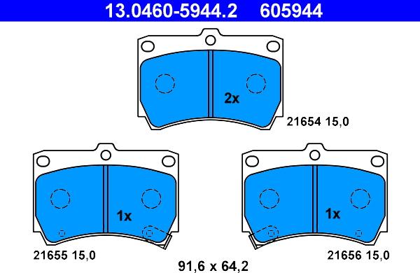 ATE 13.0460-5944.2 - Brake Pad Set, disc brake autospares.lv
