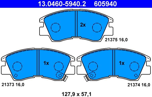 ATE 13.0460-5940.2 - Brake Pad Set, disc brake autospares.lv