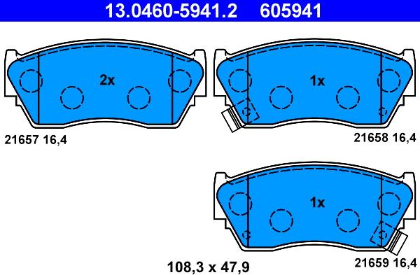 ATE 13.0460-5941.2 - Brake Pad Set, disc brake autospares.lv
