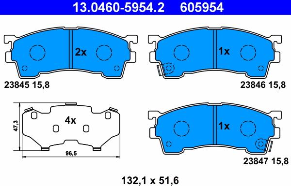 ATE 13.0460-5954.2 - Brake Pad Set, disc brake autospares.lv