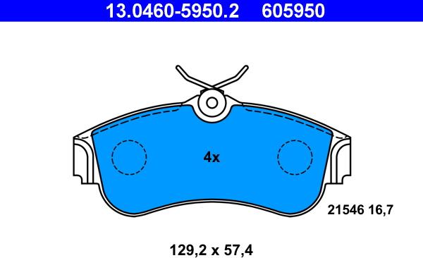 ATE 13.0460-5950.2 - Brake Pad Set, disc brake autospares.lv